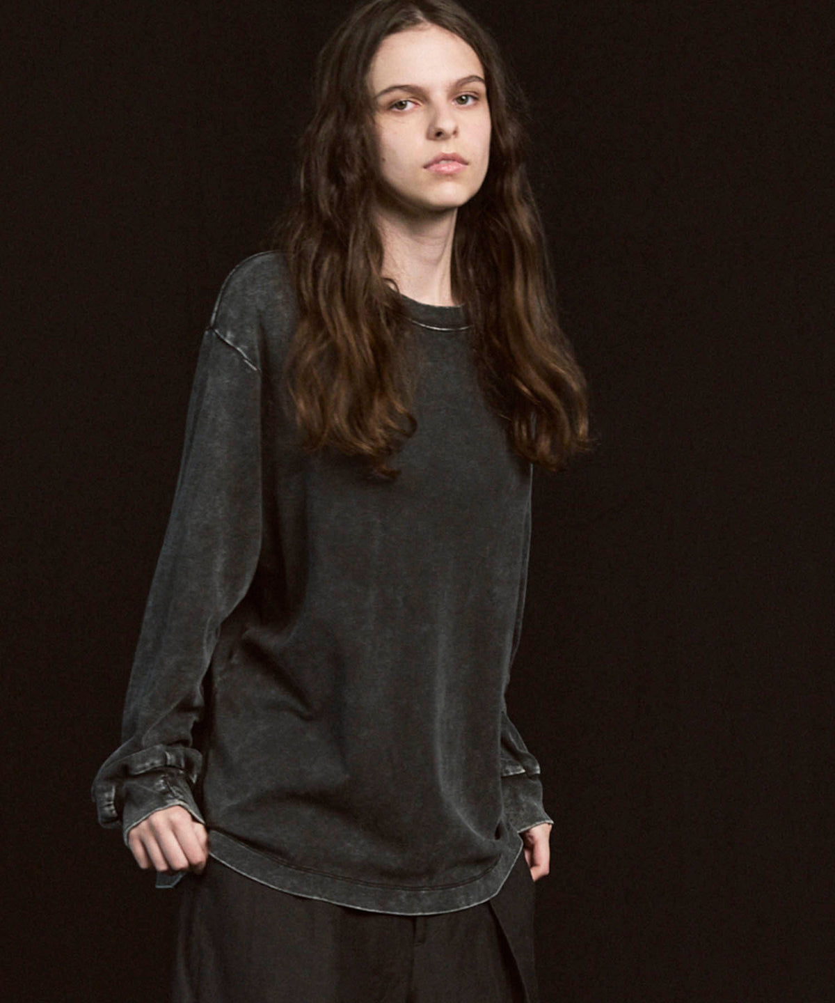 【EX】Prime-Over Pigment Smooth Crew Neck Long Sleeve T-Shirt