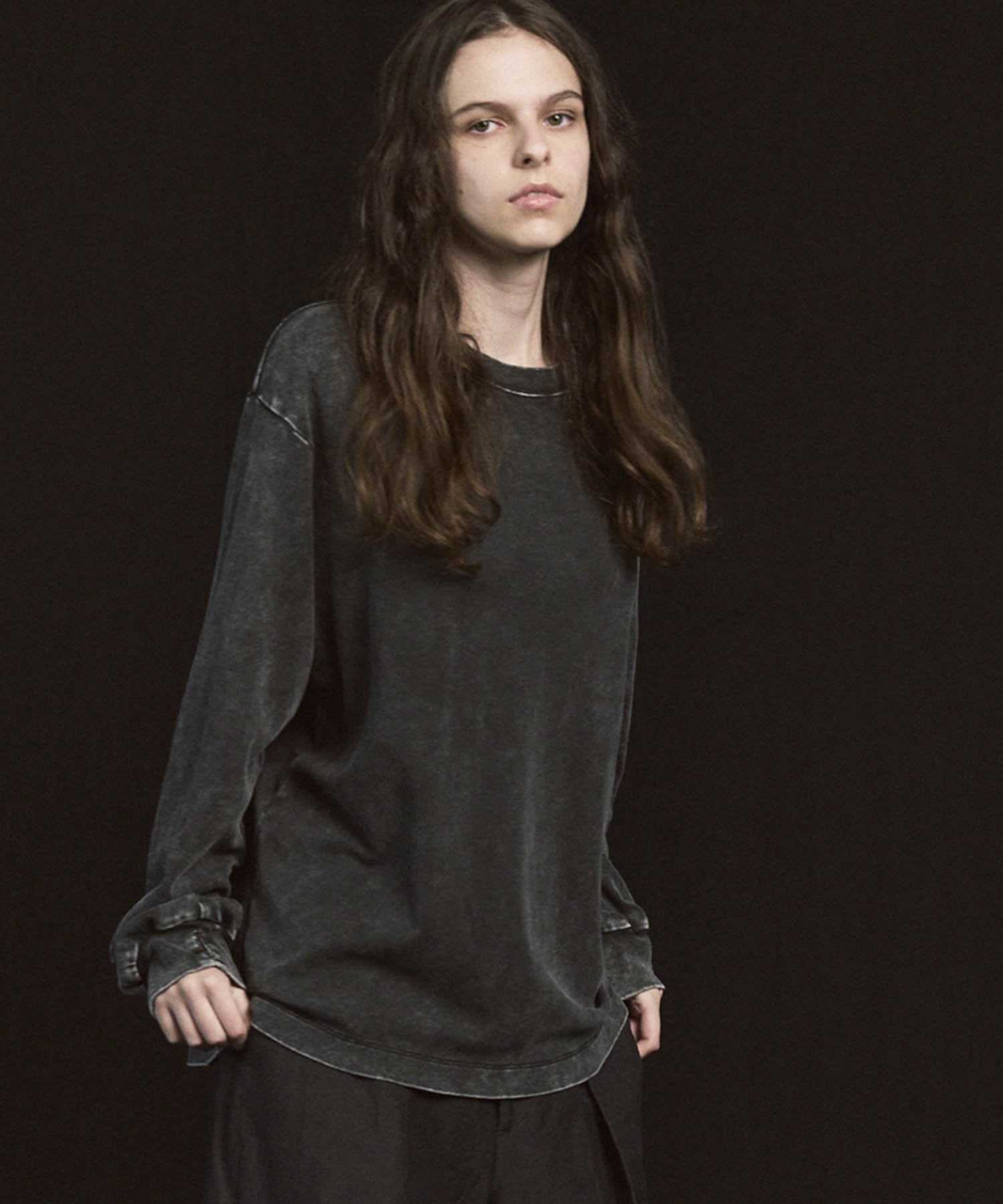 [ex] Prime-Ore-Ore-Ore-Ore-Over Smooth Crew Neck长袖T恤