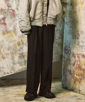 4 Colors Chambray Washable Wool Prime-Wide One Tuck Wide Pants