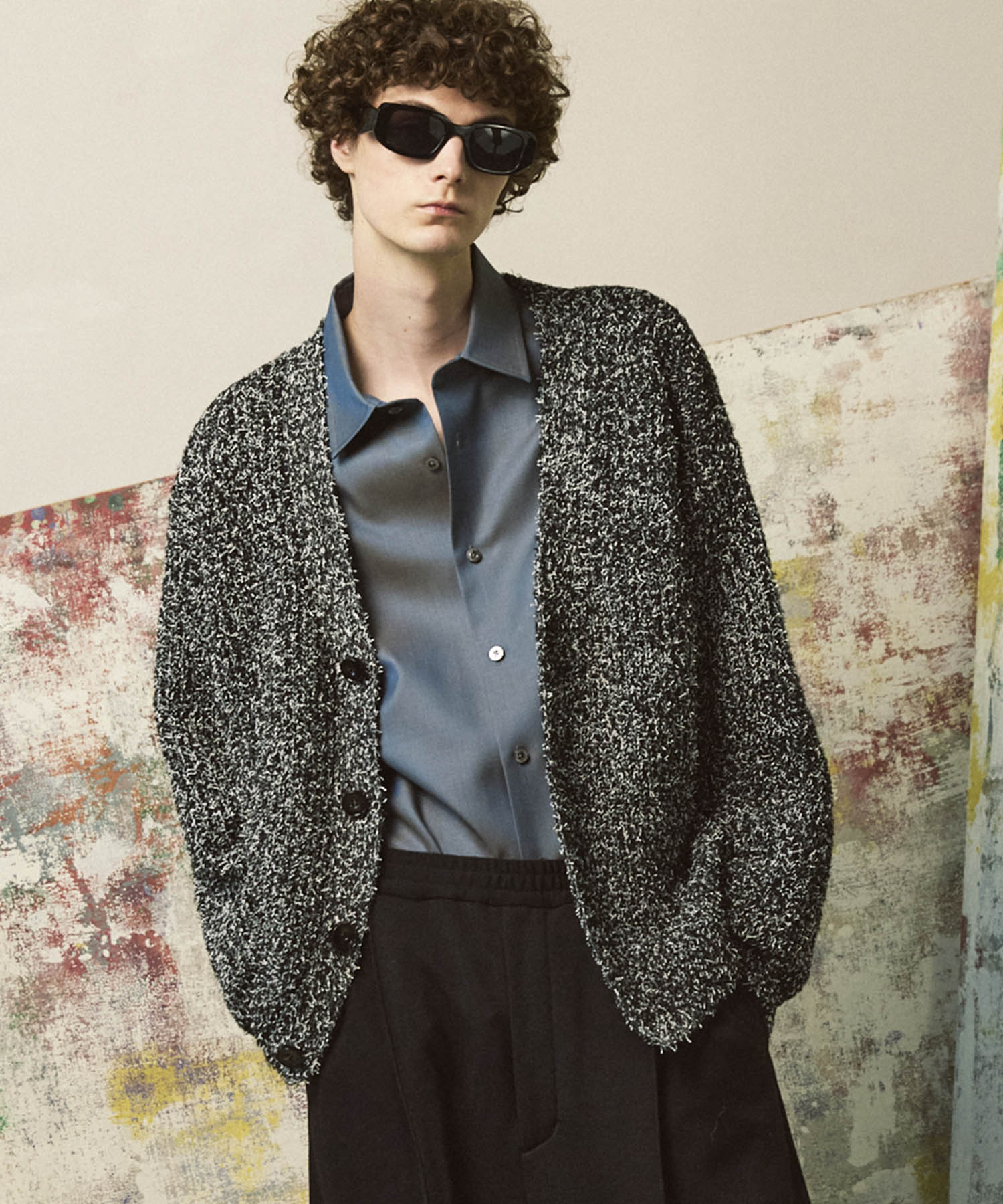 Mix Color Fancy Yarn Prime-Over Knit Cardigan