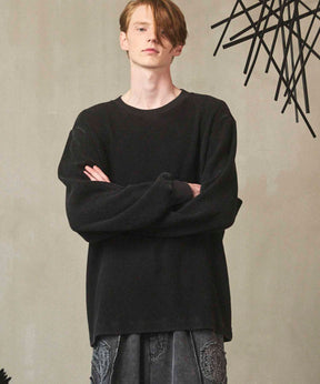 Prime-Over Crew Neck Long Sleeve Waffle T-Shirt