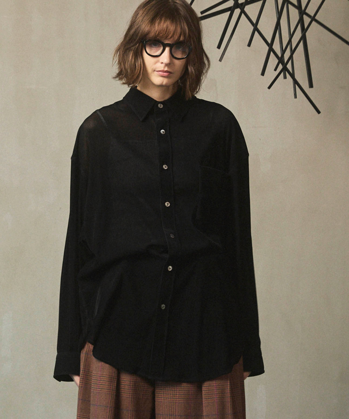Prime-Over Flocky Print Regular Collar Shirt Coat