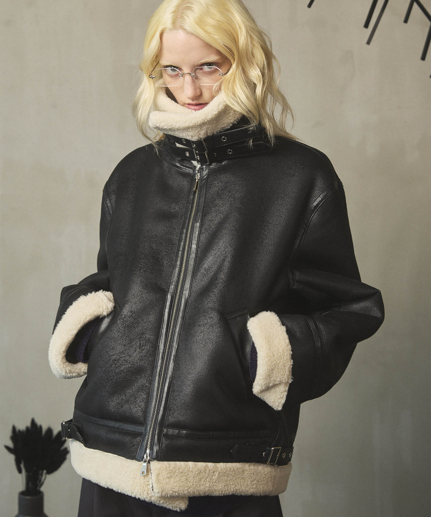 【極美品】CALEE Fake mouton coat　SIZE:L 定価3.8 Mouton Coat- Size M – VintageFurs