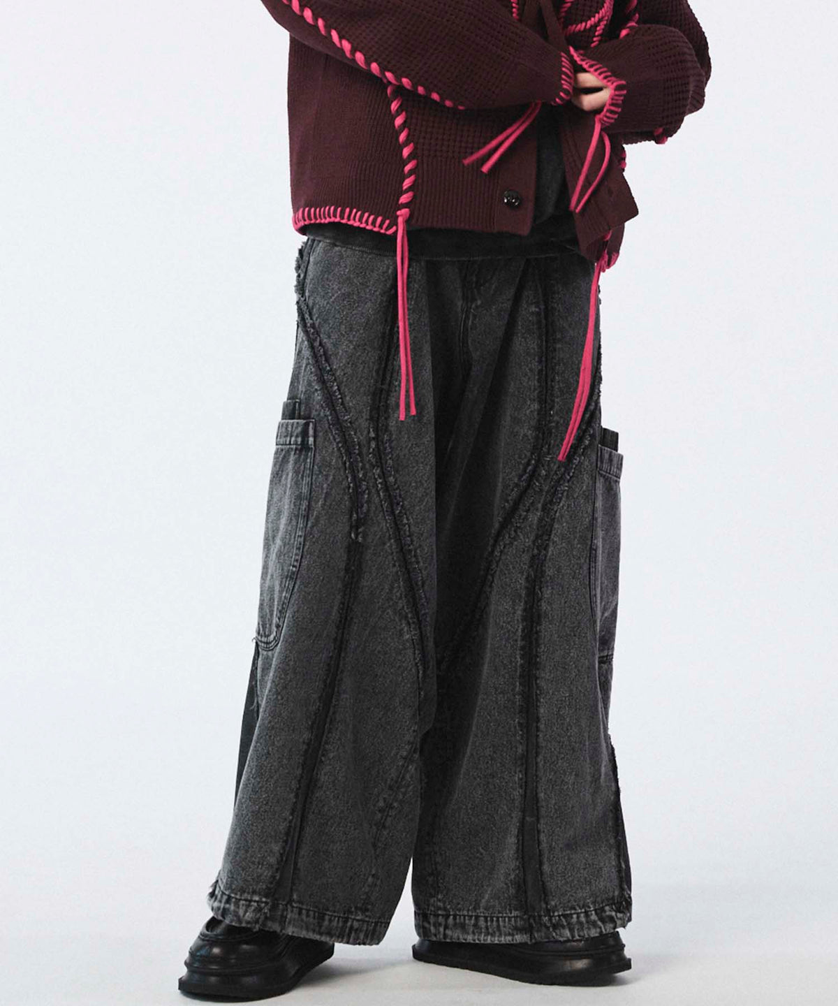 Denim Switching  Alien Wide Pants