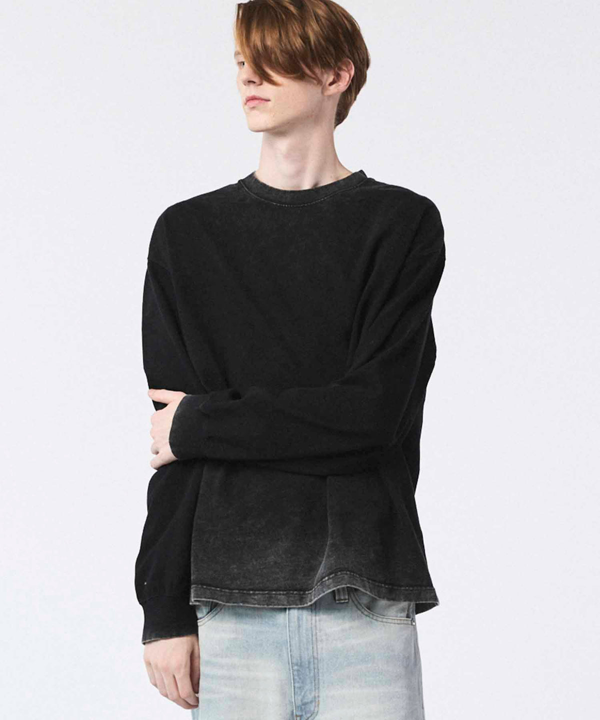 Gradation Dyed Prime-Over Crew Neck Long Sleeve T-Shirt