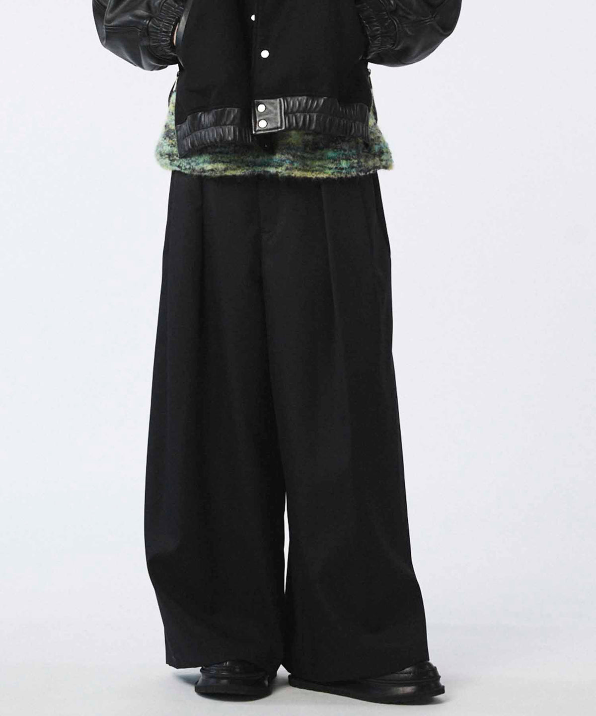 4 Colors Chambray Washable Wool Baggy Wide Pants