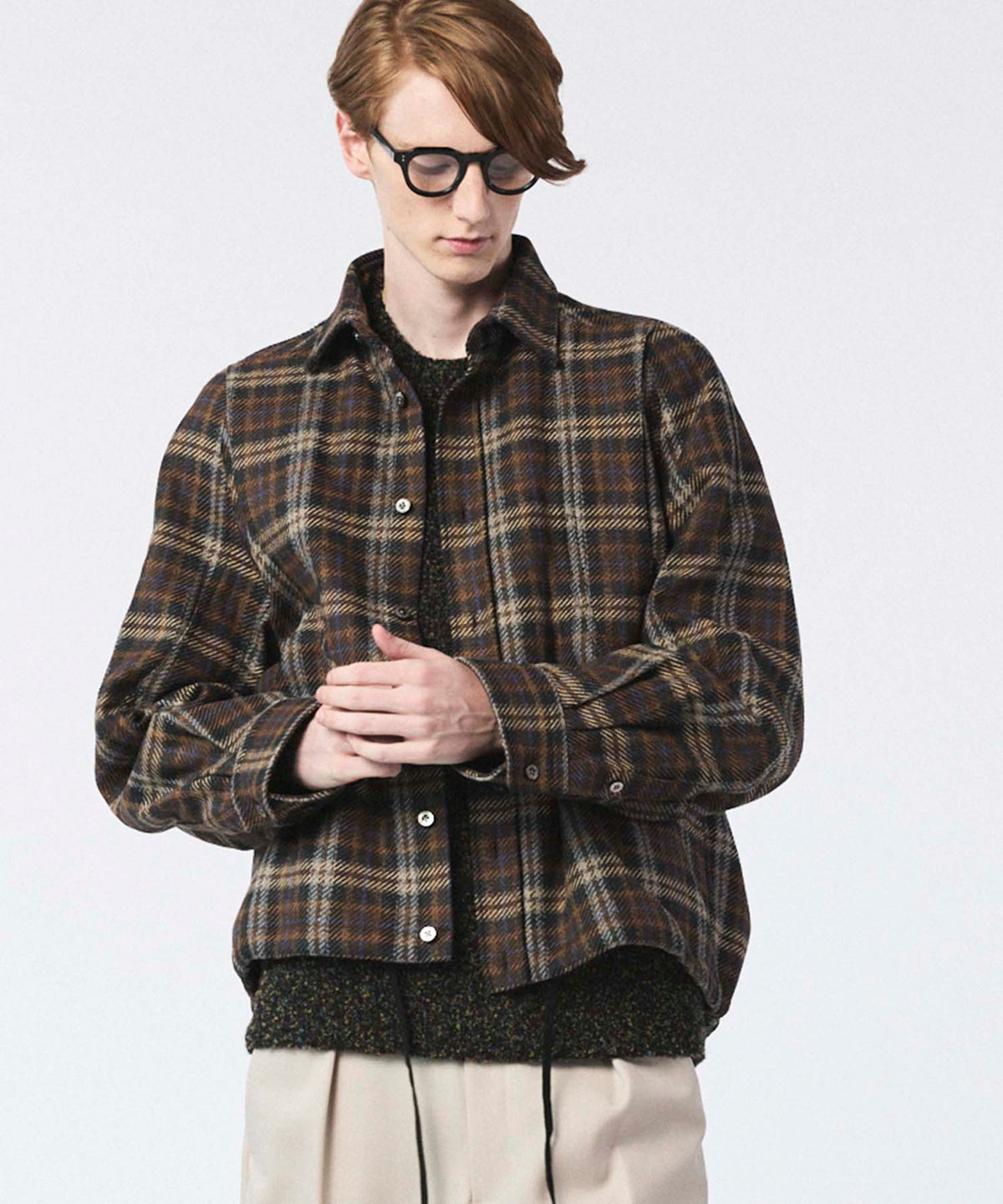 【Italian Dead Stock Fabric】Prime-Over Curved Pocket Shirts Blouson