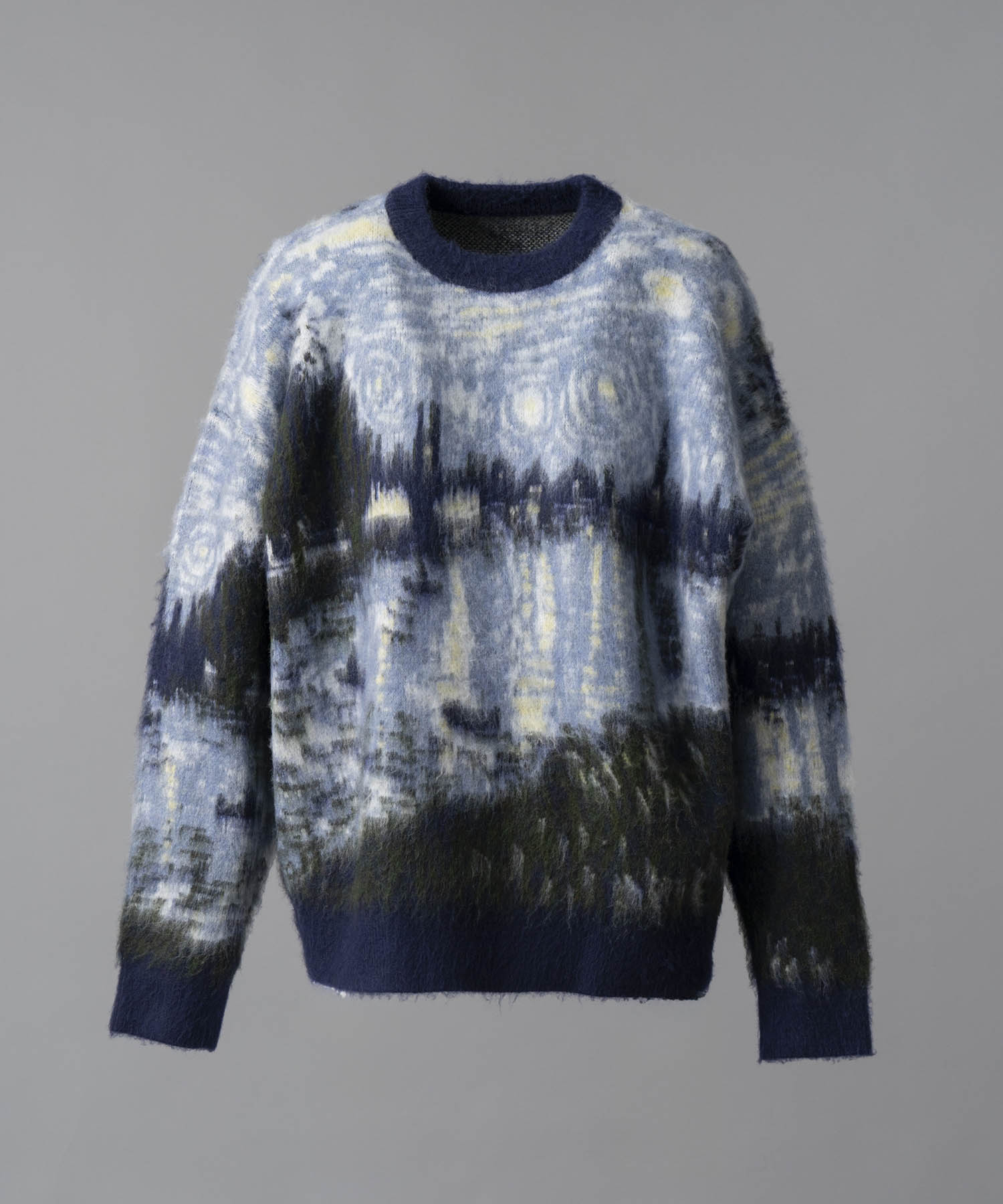 【24AW PRE-ORDER】Prime-Over Landscape Painting Crew Neck Knit Pullover