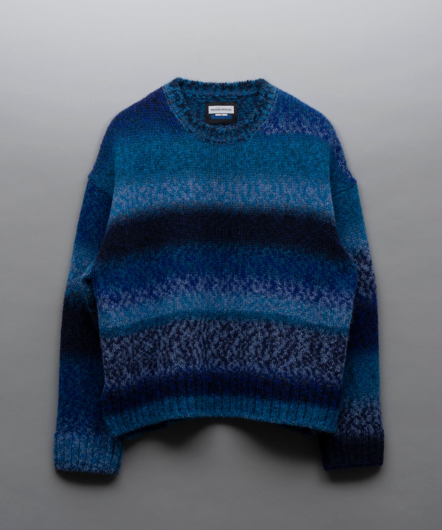 【24AW PRE-ORDER】PINORI Long Space-Dye Gradation Prime-Over Crew Neck Knit PullOver