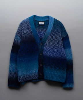 [24AW Pre-Order] Pinori Long Space-Dye Gradation Prime-Over V-Neck Knit Cardigan