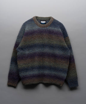 【24AW PRE-ORDER】MOKOMOKO Gradation Border Prime-Over Crew Neck Knit Pullover