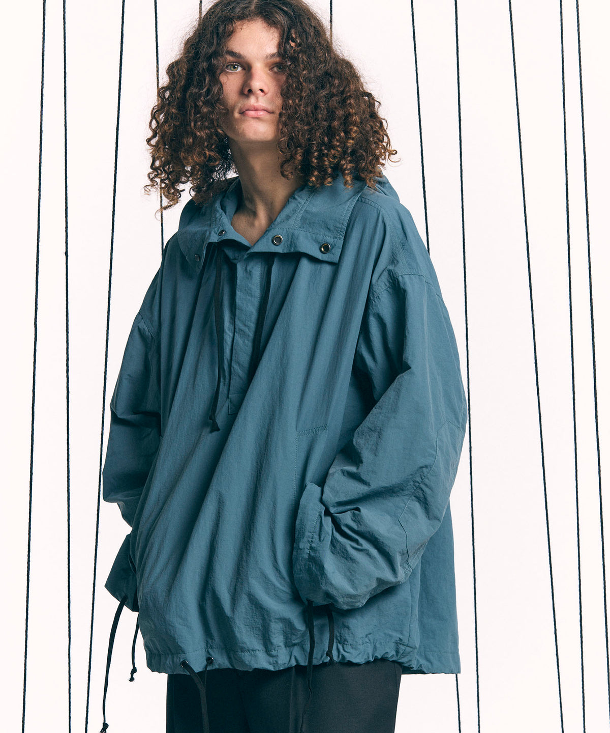 Washed NYLON Prime-Over Anorak Hoodie