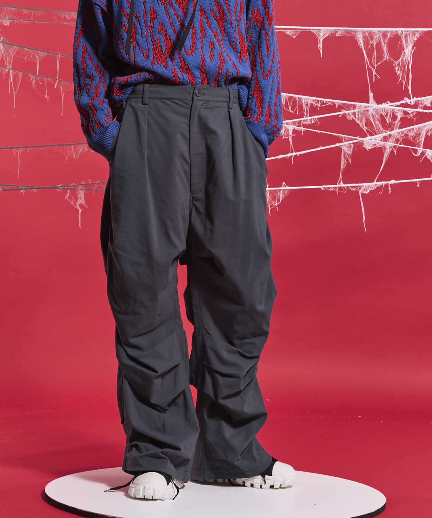 【24AW PRE-ORDER】Prime-Wide Random Tucks Parachute Pants