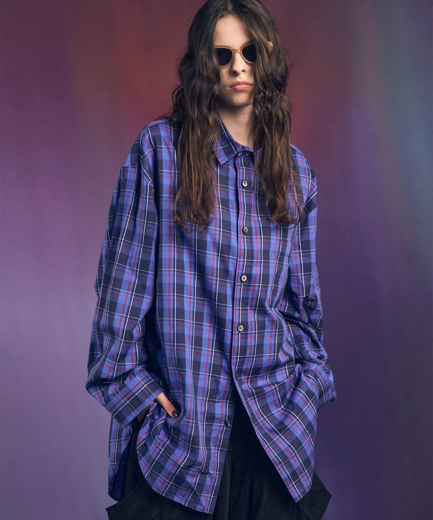 イタリア雑貨 Italian Dead Stock Fabric】Prime-Over Regular Collar Shirt Coat