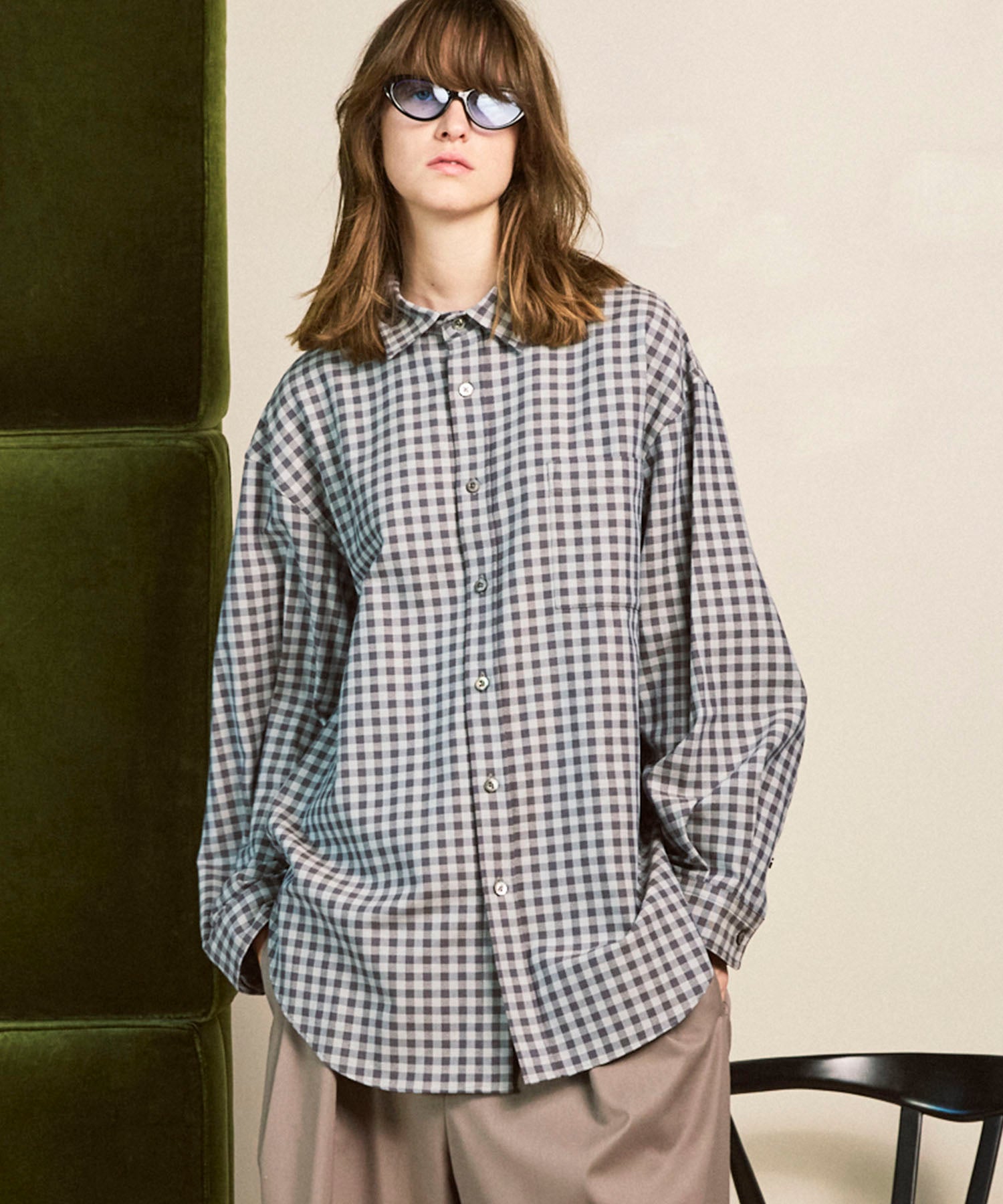 [意大利死库织物] Prime-Over常规衣领衬衫外套