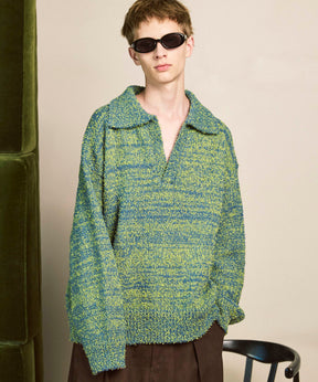 混合彩色纱线纱线船长针织套头衫