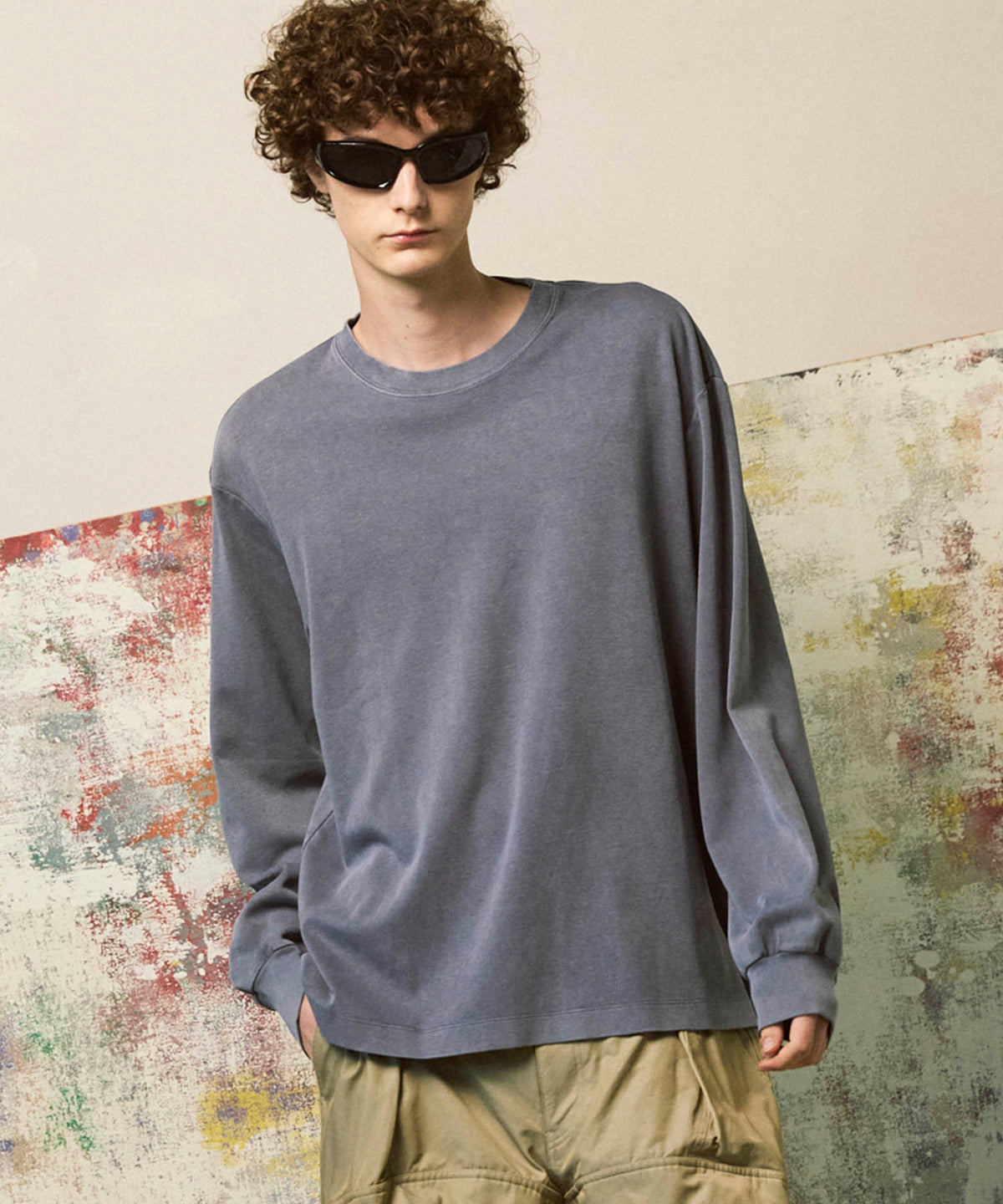 【EX】Prime-Over Pigment Smooth Crew Neck Long Sleeve T-Shirt