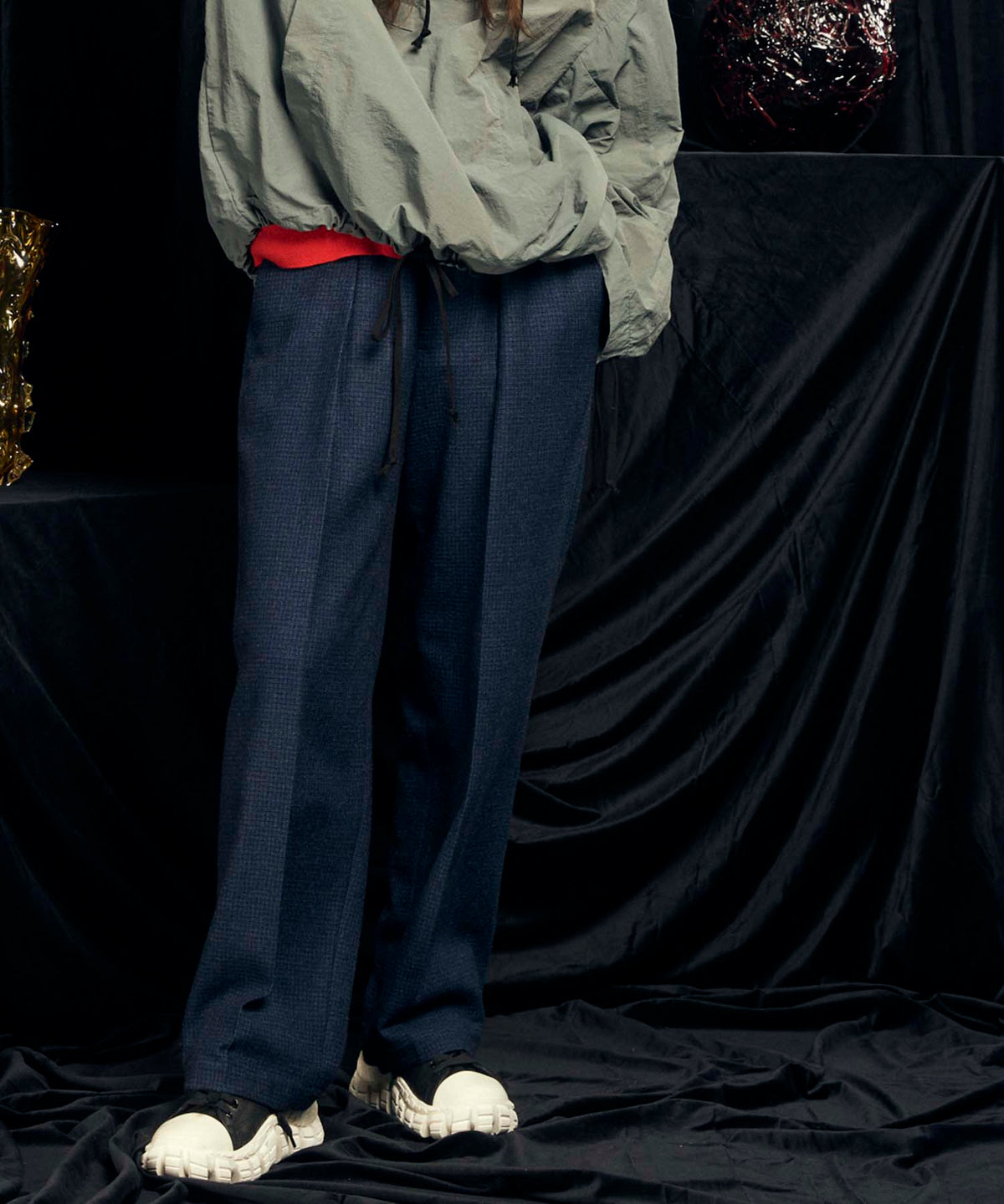 [Italian Dead Stock Fabric] ONE-TUCK WIDE PANTS