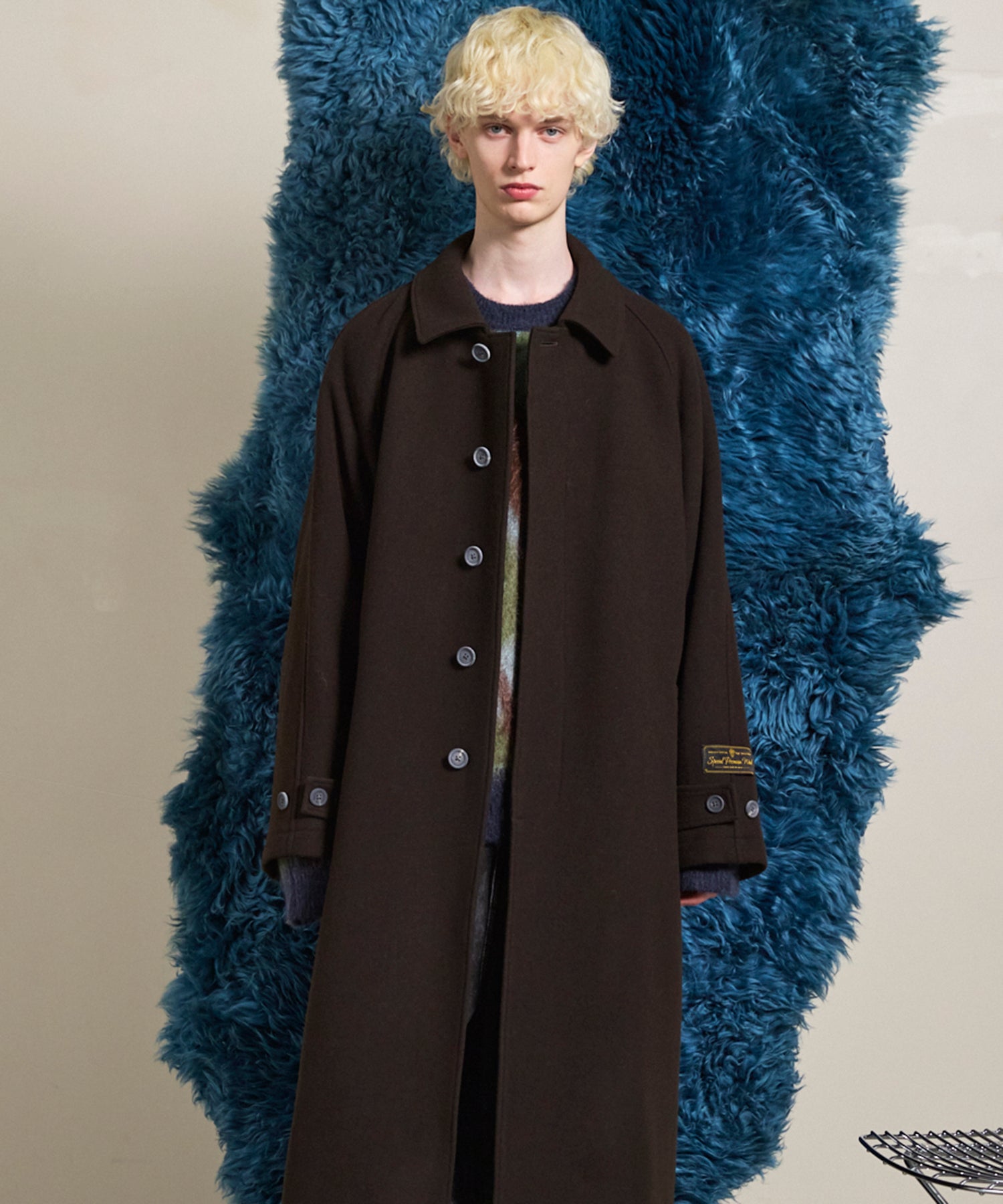 メゾンスペシャル　プライムオーバーメルトンバルマカンコート　ブラック01 UNISEX》Super170s Prime-Over Melton Balmachan Coat/プライム