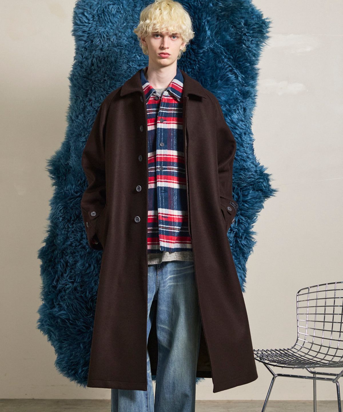 Super140s Prime-Over Melton Balmachan Coat