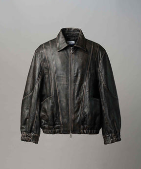 Sheep Leather Single Collard Blouson