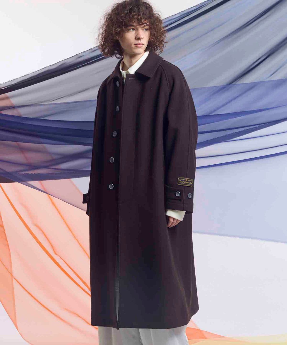 Super170s Prime-Over Melton Balmachan Coat