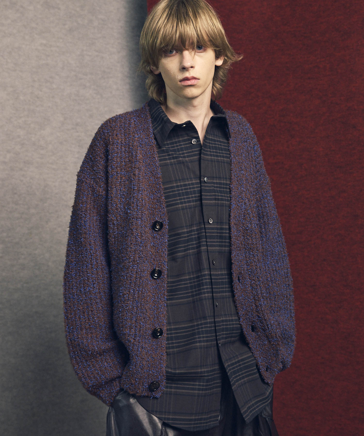PRE-ORDER】Mix Color Fancy Yarn Prime-Over Knit Cardigan