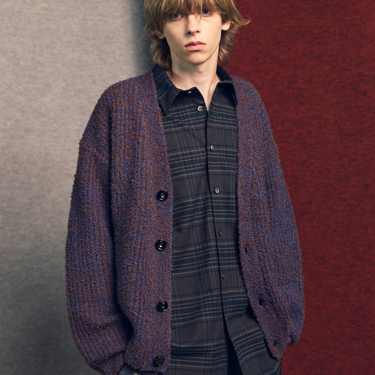 Mix Color Fancy Yarn Prime-Over Knit Cardigan