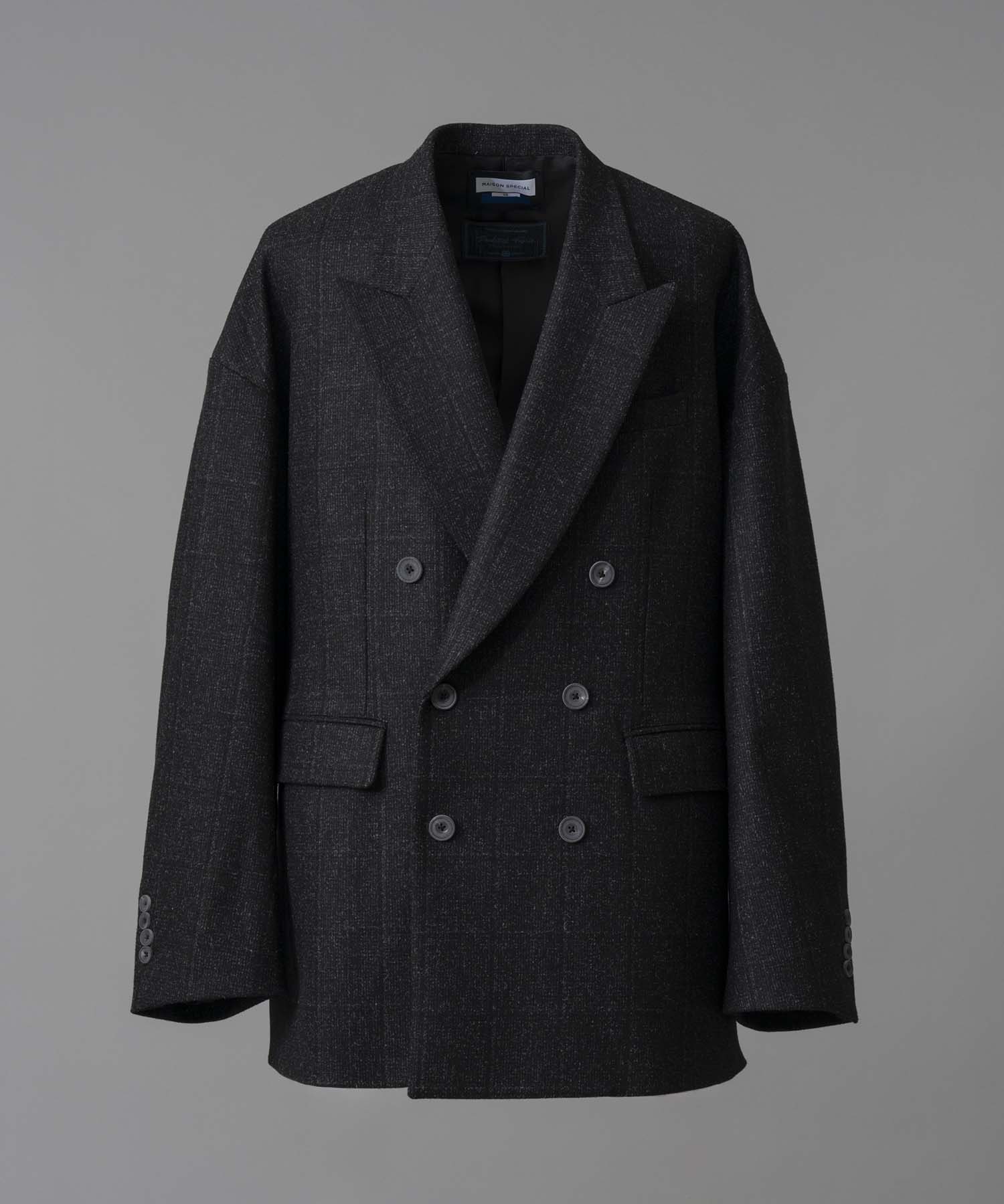 [Italian Dead Stock Fabric] Peaked Lapel Prime-Over Double Breasted Jacket