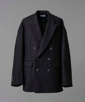 [Italian Dead Stock Fabric] Peaked Lapel Prime-Over Double Breasted Jacket