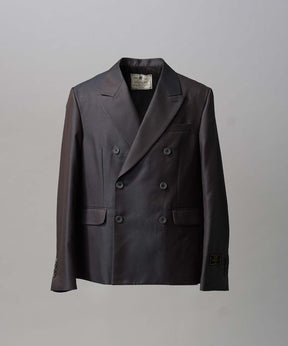 4 색 샹 브레이 세탁 가능한 양모 피크 라펠 더블 가슴 재킷