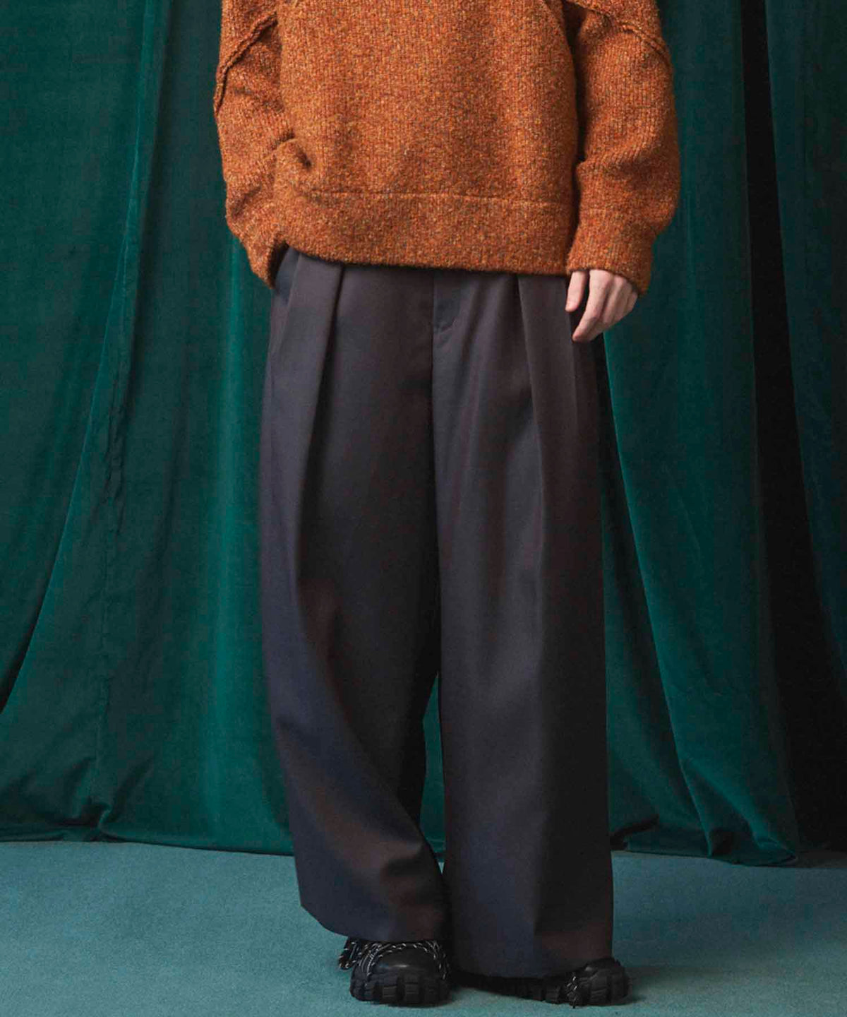 4 Colors Chambray Washable Wool Baggy Wide Pants