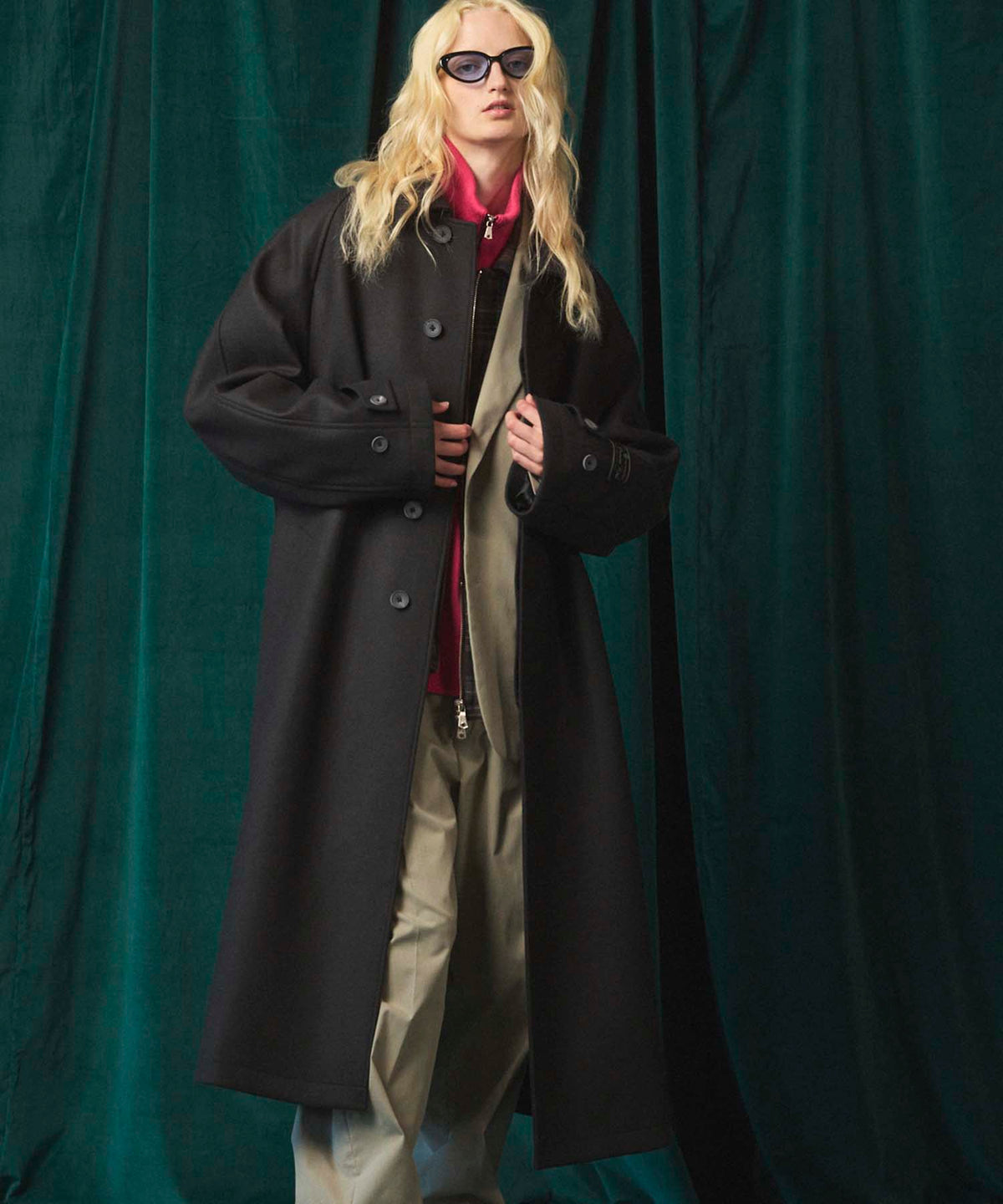 Super140s Prime-Over Melton Balmachan Coat