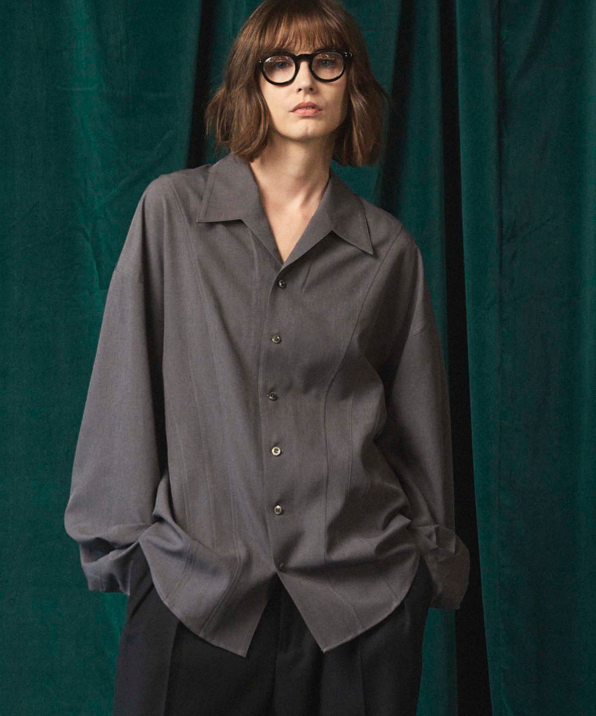 Radial Darts Prime-Over Open Collar Shirt