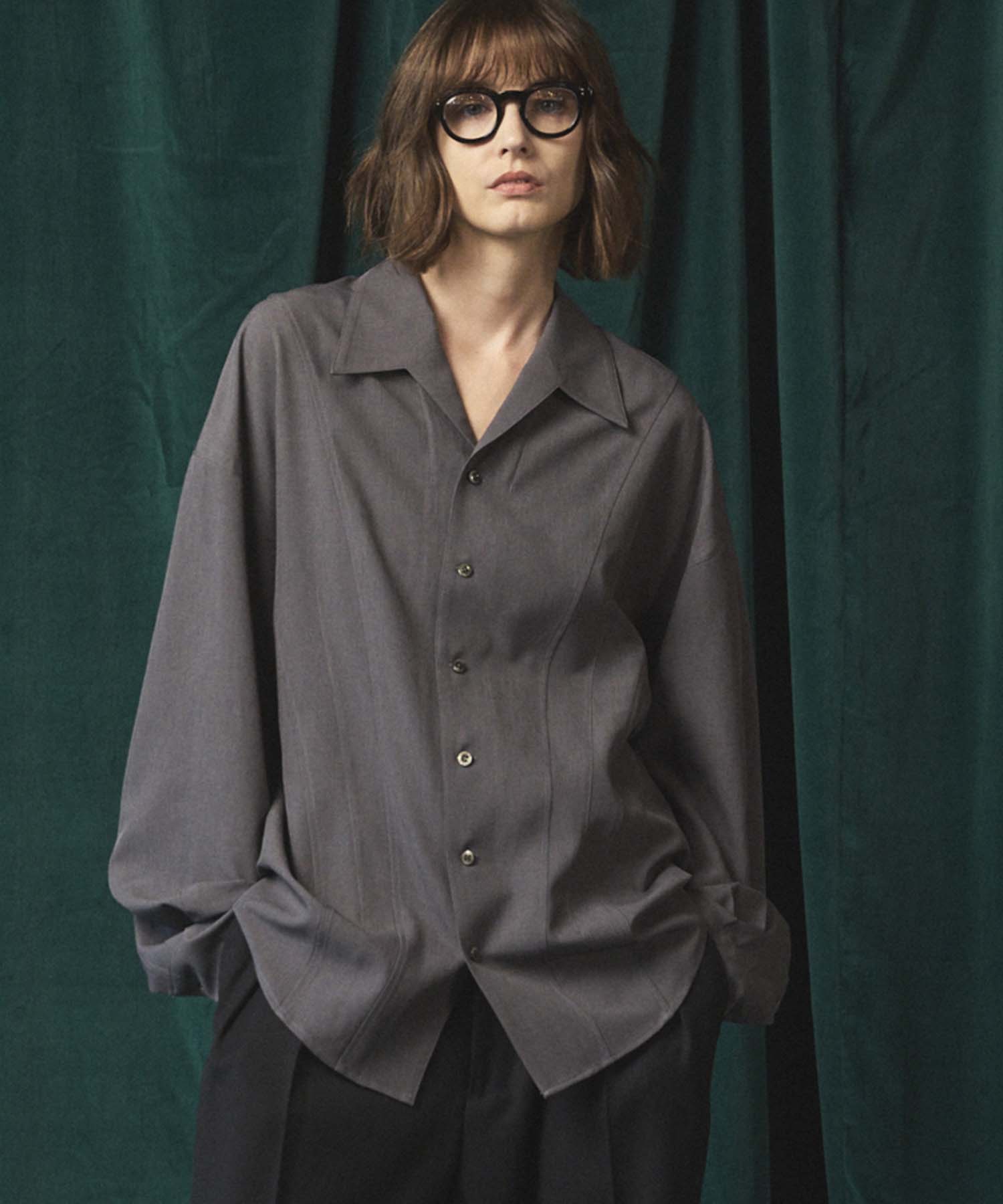 Radial Darts Prime-Over Open Collar Shirt