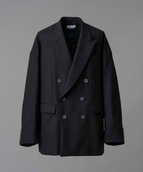 [Italian Dead Stock Fabric] Peaked Lapel Prime-Over Double Breasted Jacket