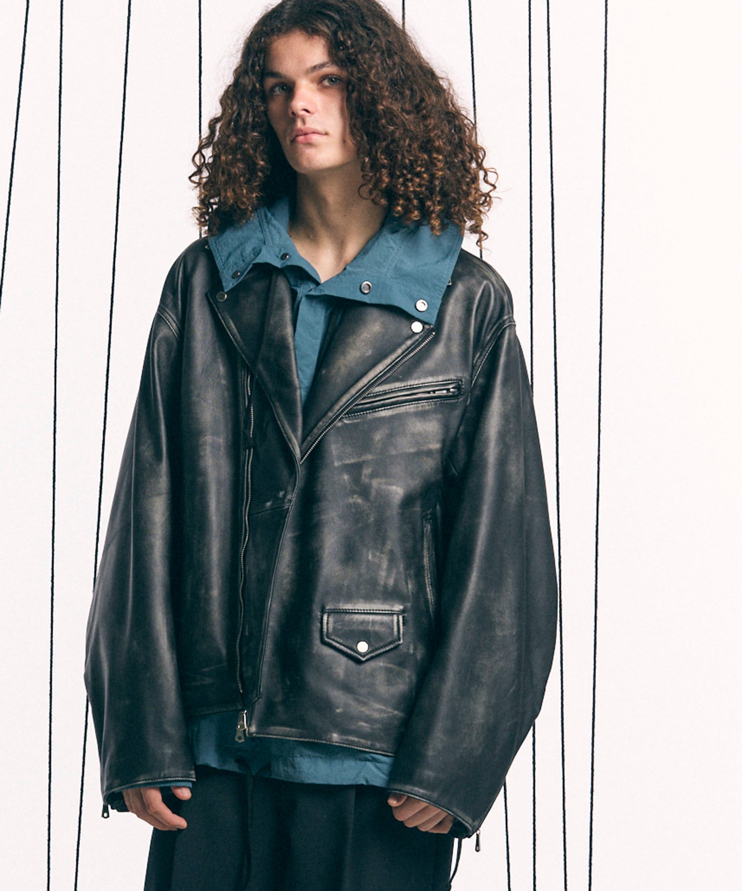 [24AW Pre-Order] Sheep Leather Prime-Over Double Rider Jacket