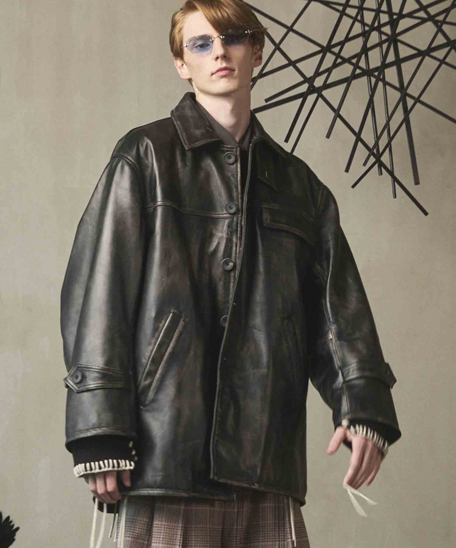 25AW PRE-ORDER] Sheep Leather Car Coat