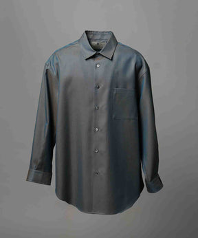 4 Colors Chambray Washable Wool Prime-Over Regular Collar Shirt Coat