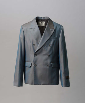 4 색 샹 브레이 세탁 가능한 양모 피크 라펠 더블 가슴 재킷