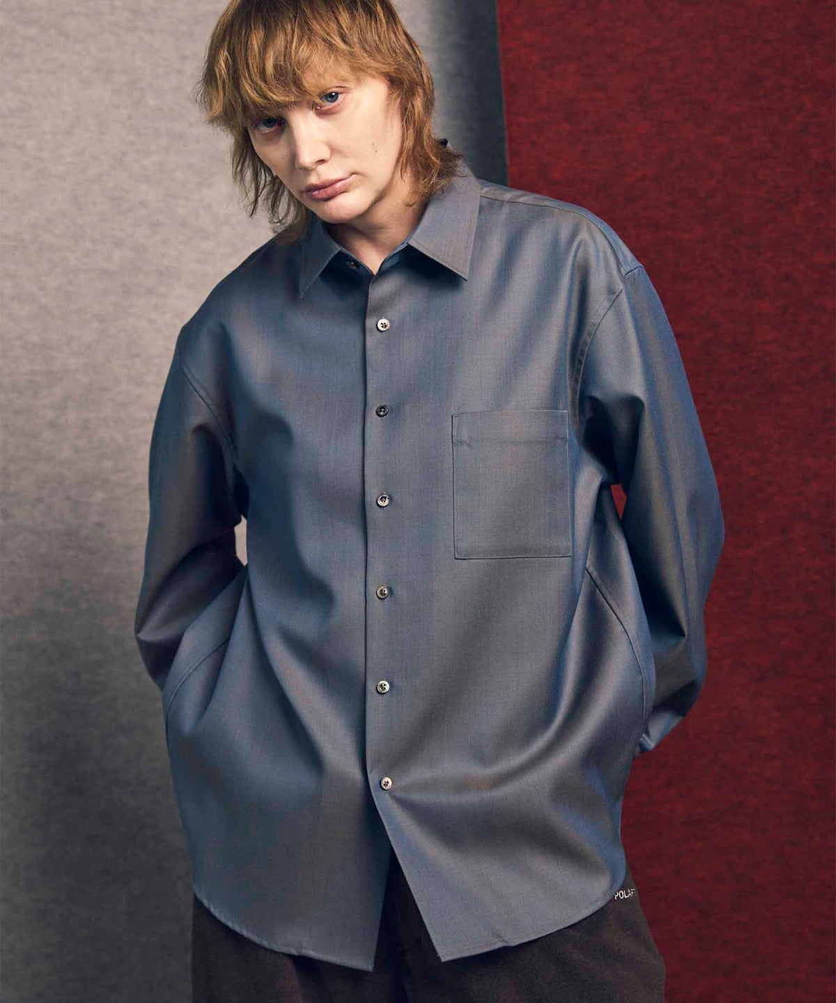 4 Colors Chambray Washable Wool Prime-Over Regular Collar Shirt