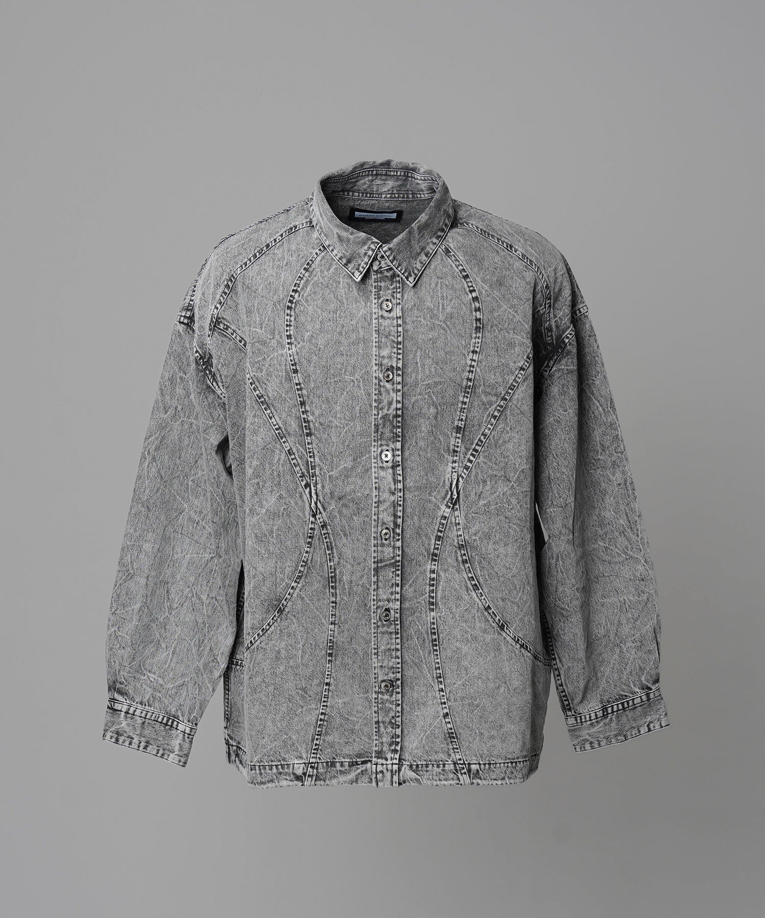Denim Curved Switching Shirt Blouson