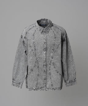 Denim Curved Switching Shirt Blouson