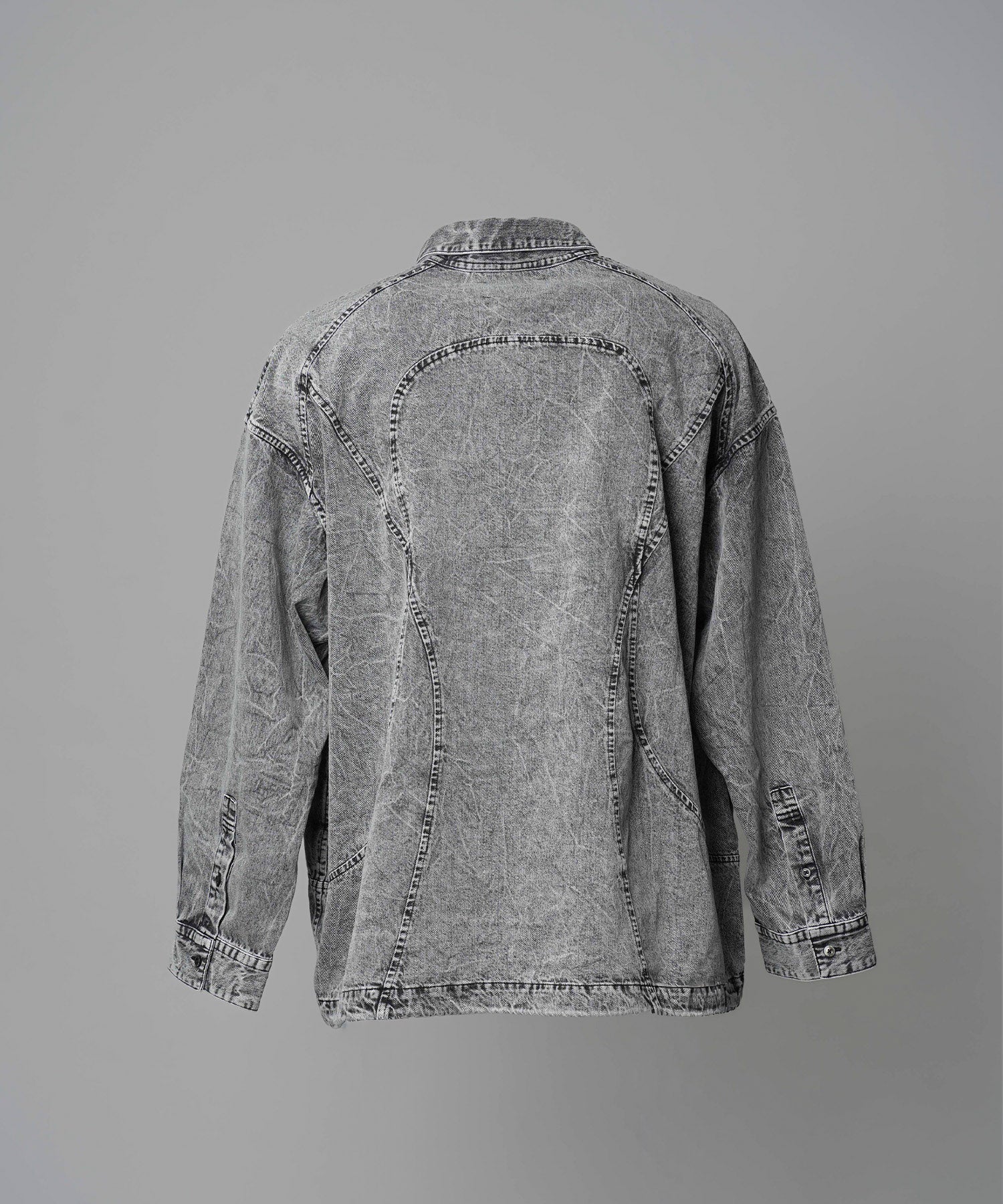 Denim Curved Switching Shirt Blouson