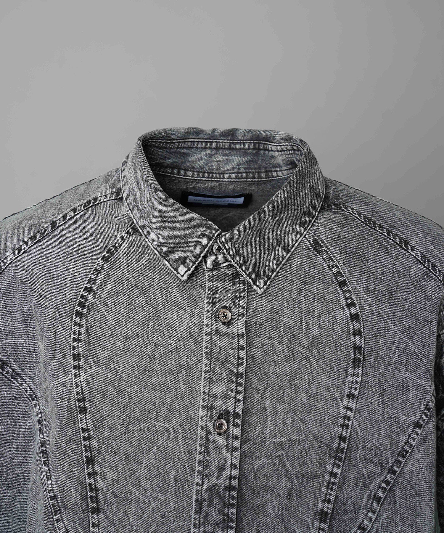 Denim Curved Switching Shirt Blouson