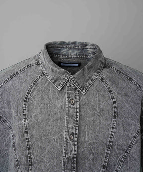 Denim Curved Switching Shirt Blouson