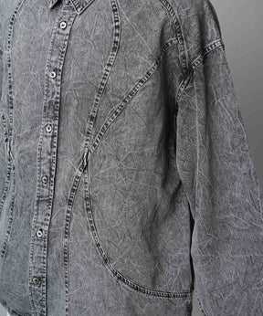 Denim Curved Switching Shirt Blouson