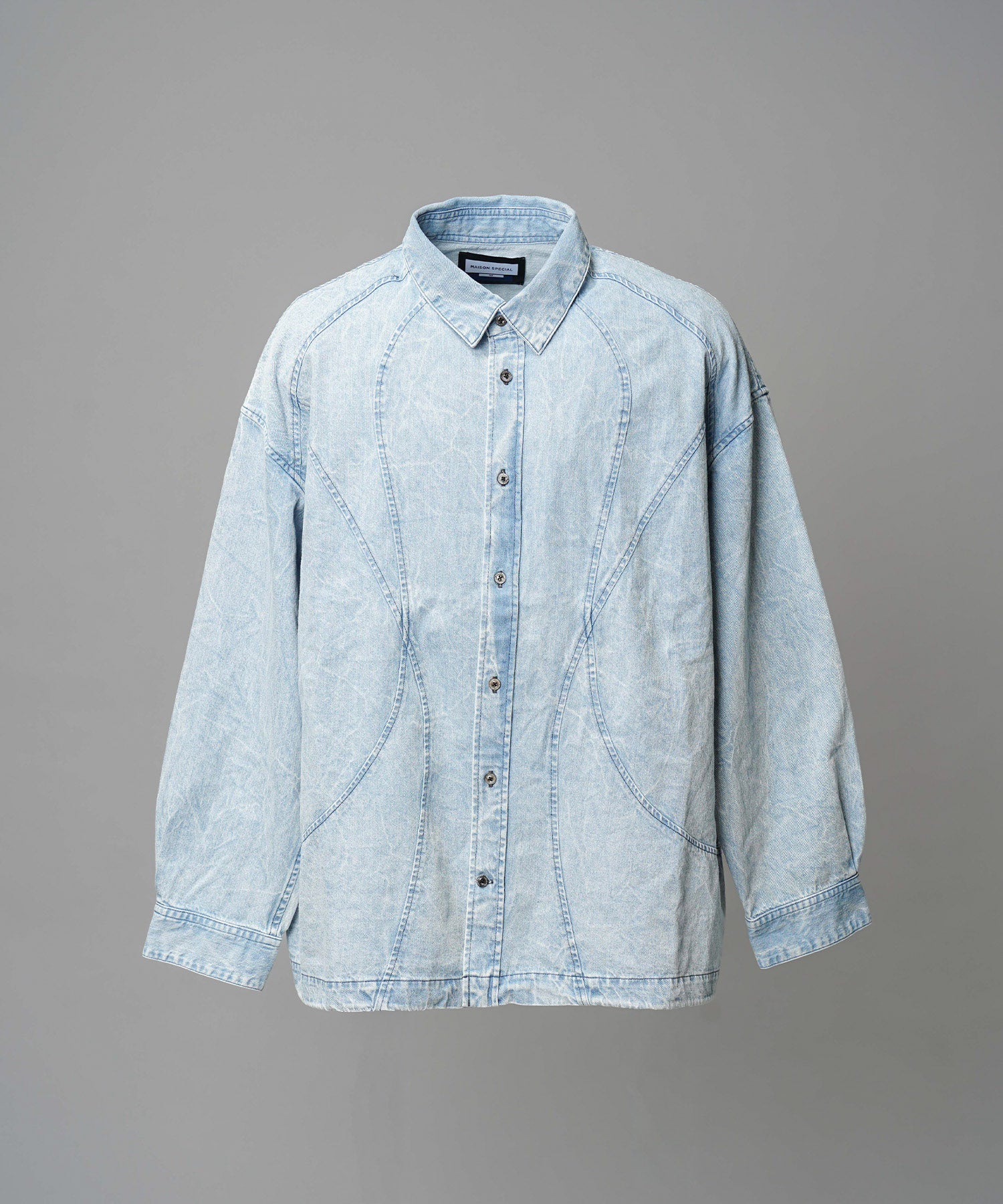 Denim Curved Switching Shirt Blouson