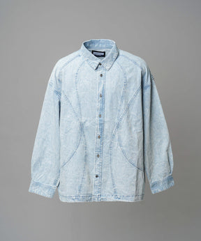 Denim Curved Switching Shirt Blouson