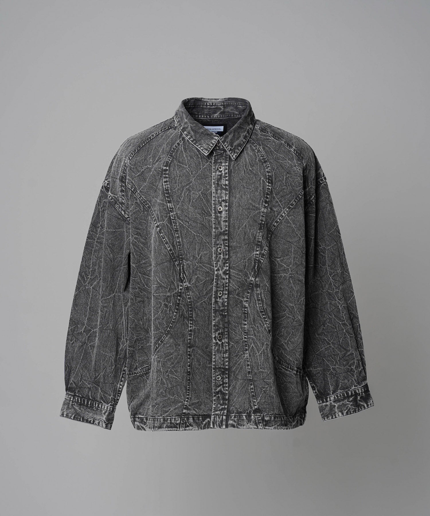 Denim Curved Switching Shirt Blouson